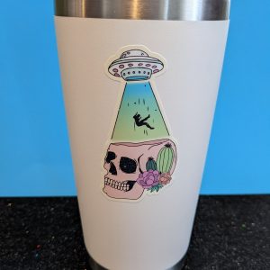 Alien abduction skull sticker / Alien stickers, Skull stickers, UFO stickers