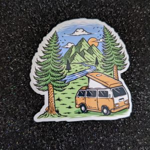 Mountain views in a camper van sticker | Camping stickers, Mountain stickers, Van life stickers
