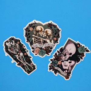 Till death sticker collection | Togetheer forever, The lovers, Skeleton Stickers, Macabre Stickers, Tarot