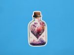 Heart in a bottle sticker - Cute sticker, love sticker, Valentines day sticker