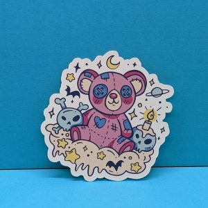 Creepy Cute Pastel Goth Teddy Bear Sticker | Goth Stickers, Pastel Goth Stickers, Cute Stickers