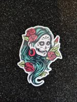 Day of the dead skeleton woman sticker, DOTD Sticker, Skull Sticker, Macabre Sticker