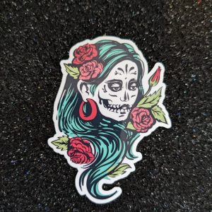 Day of the dead skeleton woman sticker, DOTD Sticker, Skull Sticker, Macabre Sticker