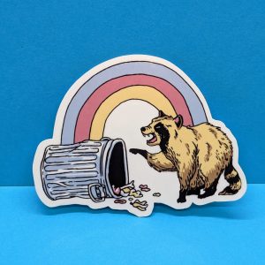 Rainbow Trash Raccoon Sticker, Cute Sticker, Animal Sticker, Trash Panda