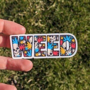 Aesthetic Weed Skull Sticker - Weed Stickers - Marijuana Stickers - 420 Stickers - Water Bottle Stickers
