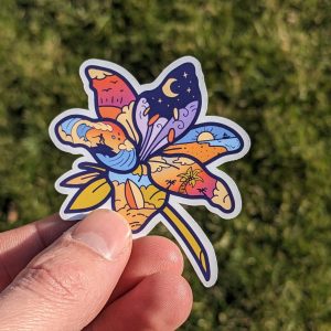 Aesthetic tropical flower sticker - floral stickers, laptop stickers, nature stickers, water bottle stickers