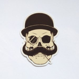 Skull with Monocal sticker, Skull Sticker, Cool Stickers, Skateboard Stickers, Laptop Stickers