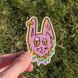 Trippy Melting Rabbit Sticker - psychedelic stickers, cool stickers, laptop stickers, animal stickers