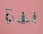 Macabre Yoga Skeleton Trio Sticker - Unique Vinyl Decal for Laptops, Water Bottles, Phone Cases