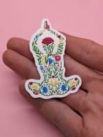 Floral Woman Yoga Pose Sticker - Cute Sticker, Yoga Sticker, Floral Sticker, Laptop Sticker