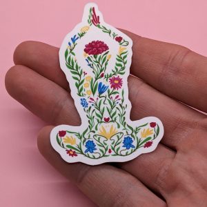 Floral Woman Yoga Pose Sticker - Cute Sticker, Yoga Sticker, Floral Sticker, Laptop Sticker