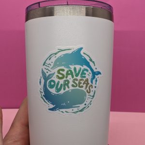 Save our seas Sticker - Whale Sticker - Dolphin Sticker - Ocean Life Sticker - Conservation - Laptop Sticker