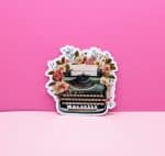 Cute Floral Typewriter Sticker - Writer Stickers, Book Stickers, Laptop Stickers