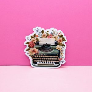 Cute Floral Typewriter Sticker - Writer Stickers, Book Stickers, Laptop Stickers