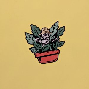 Bony Botanist: Skeleton in a Potted Plant Sticker | Botanist Sticker, Plant sticker, Skeleton Sticker, Laptop Sticker,