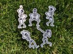 5 Skeleton dancing stickers - Skeleton Sticker - Dance Macabre sticker - Skull drawing - Laptop sticker pack