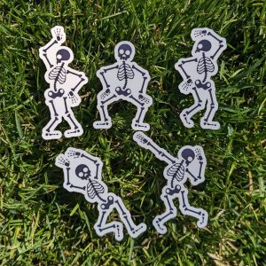 5 Skeleton dancing stickers - Skeleton Sticker - Dance Macabre sticker - Skull drawing - Laptop sticker pack