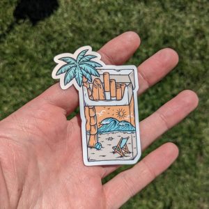 Beach View Aesthetic Smoke Pack Sticker - Unique Vinyl Decal for Laptops, Water Bottles, Phone Cases