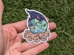 Starry Nightscape: Mountain View Campfire Sticker, Unique, Cozy Vinyl Decal for Laptops, Water Bottles, Phone Cases