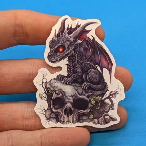 Dark Allure: Black Dragon Sticker | Skull sticker, Dragon Sticker, Gothic aesthetic