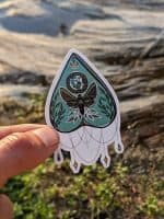 Cottagecore Celestial Moth Ouija Planchette Sticker - Whimsical Design - Vinyl Decal for Laptops, Water Bottles, Phone Cases, and More