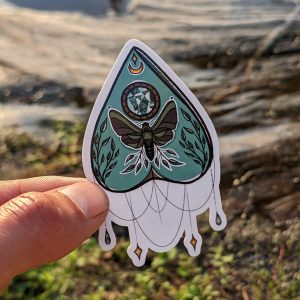 Cottagecore Celestial Moth Ouija Planchette Sticker - Whimsical Design - Vinyl Decal for Laptops, Water Bottles, Phone Cases, and More