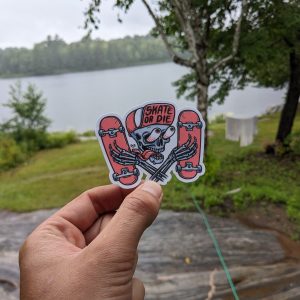 Skate or Die Skeleton Sticker - Cool Skateboard sticker