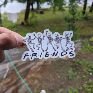 Happy Skeleton Friends Sticker - Macabre Skull Sticker