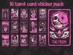 Tarot Vision Sticker Set - Set of 16 Tarot Card Stickers - Vinyl Decals for Mystical Decor