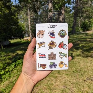 Costa Rica Travel Journal Sticker Sheet - 12 Matte Stickers for planner / notebook