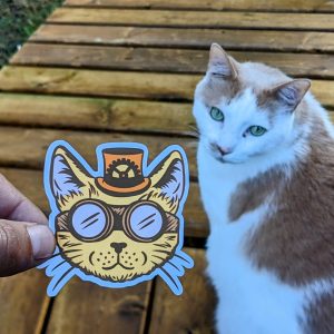 Steampunk Cat Sticker - Steampunk Sticker, Laptop Sticker, Vinyl Decal