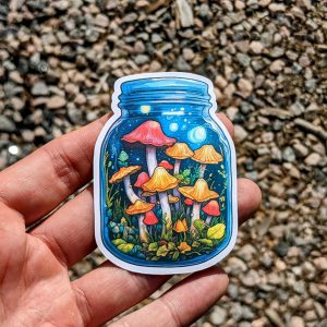 Vibrant Mushroom Jar Sticker