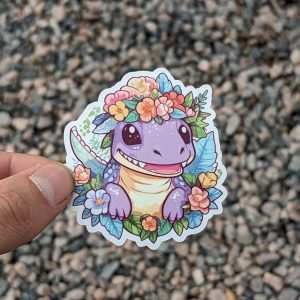 Adorable Floral Alligator Sticker - Cute Reptile Sticker