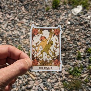 Frog Tarot Card Sticker - 'The Lovers' - Cute Spiritual Decal for Kindles, Journals, and More