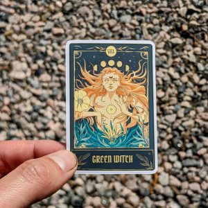 Tarot Card Sticker - 'Green Witch' - Cute Spiritual Decal for Kindles, Journals, and More