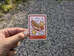 Tarot Card Sticker - 'The Hotdog' - Funny Spiritual Decal for Kindles, Journals, and More