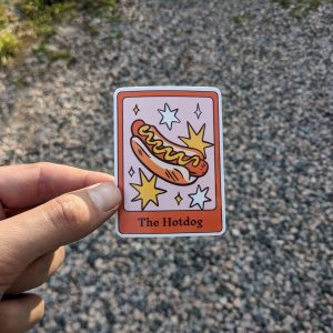 Tarot Card Sticker - 'The Hotdog' - Funny Spiritual Decal for Kindles, Journals, and More