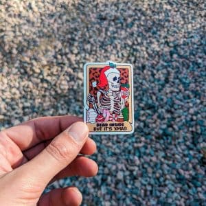 Funny Christmas Tarot Card Style Sticker - 'Dead Inside But It's Xmas' - Funny Spiritual Decal