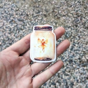 Fairy in a Jar Sticker - Enchanting Fantasy Decal for Laptops, Notebooks, Kindles