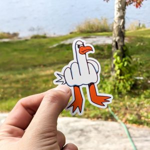 Middle Finger Steve Sticker - Funny Seagull Sticker, Vinyl Sticker, Laptop Stiicker