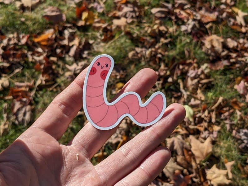 Happy Lil Worm Sticker | cute sticker, vinyl sticker, laptop decal | sticker for hydro flask, laptop, phone, kindle, planner