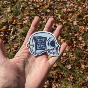 Mind Maze Skull Sticker - Vinyl Sticker, Laptop Sticker, Kindle Sticker, Skeleton Sticker