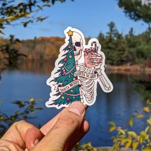 Sorta Merry, Sorta Scary | Funny Christmas Sticker, Skeleton Sticker, Xmas Sticker,
