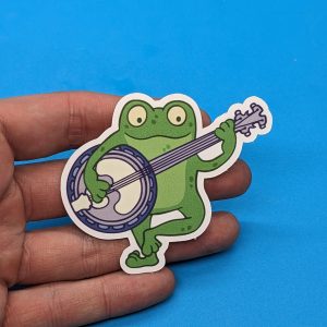 Banjo Frog Sticker - Cute Decal for laptops, waterbottles, kindles, notebooks