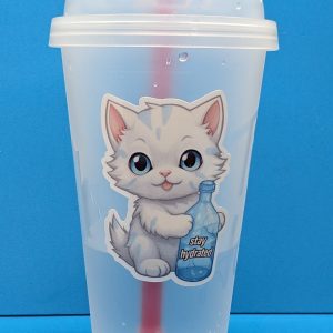 Stay Hydrated Cat Sticker - Cute Hydration Reminder Sticker for kindles, laptops, water bottles