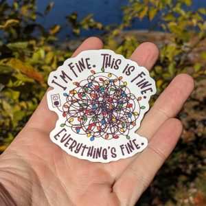 This is Fine Sticker - Xmas version | Funny Christmas Sticker, Christmas Lights, Vinyl Sticker, Laptop Decal