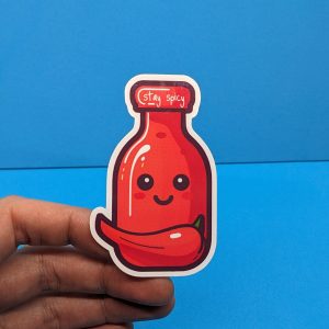 Stay Spicy Hot Sauce Bottle Sticker - Cute Kawaii Sticker for Laptops, Notebooks, Waterbottles