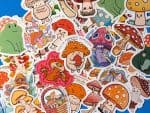 50 Mushrooms Sticker Pack | Aesthetic Fungi Vinyl Stickers