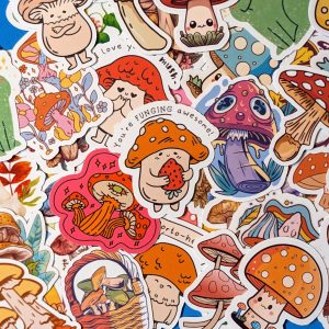 50 Mushrooms Sticker Pack | Aesthetic Fungi Vinyl Stickers