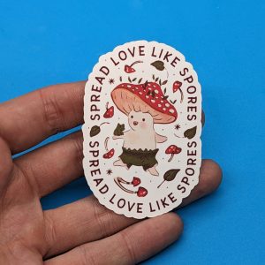 Spread Love - Cute Cottagecore Mushroom Vinyl Sticker for Laptops, Notebooks, waterbottles